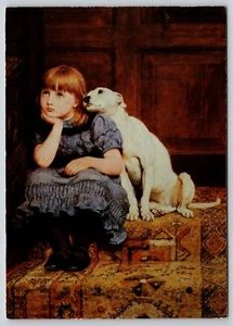 Postcard Sympathy Briton Riviere Dog and Young Girl Hallmark Art - Picture 1 of 2