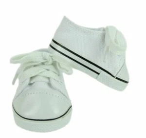 Puppenkleidung 18" Turnschuhe Schuhe weiß Canvas Krawatte Spitze passt amerikanische Mädchen Puppen - Bild 1 von 3
