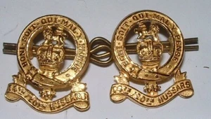 14/20th HUSSARS PAIR OFFICERS COLLAR BADGE - Picture 1 of 2