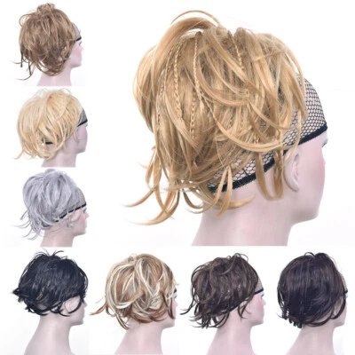 Short Braided Bun Scrunchies Updo Wrap Messy Hairpiece Ponytails Hair Extensions - Image 1 of 4
