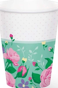 Floral Fairy Sparkle Pink Pixie Girl Kids Birthday Party 9 oz. Paper Cups - Picture 1 of 1