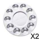 2X Round Aluminium Paint Palette for Watercolor Oil Acrylic Make Up Paint Tray