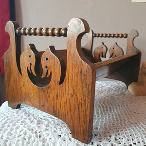 Antique - Oak Book Trough - Desk Shelf - Storage Media CD DVD Console PC Games - Picture 1 of 10
