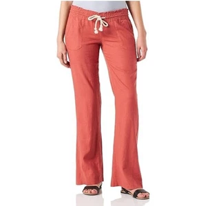 Roxy Women’s Oceanside Terracotta Smocked waist drawstring linen blend Pants M - Picture 1 of 8