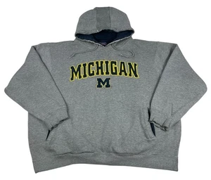 Sudadera con Capucha Y2K Distressed Michigan Spellout Gris Desteñido Champs Boxy XXL - Imagen 1 de 7
