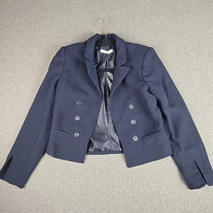 Mango Blazer Womens XXS Blue Cropped Double Breasted - Picture 1 of 8