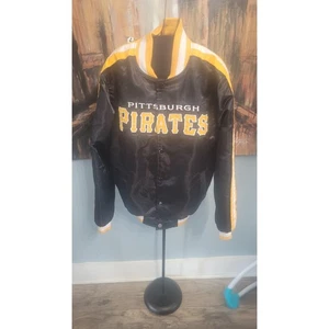 Vintage Starter Pittsburgh Pirates Satin Jacket Size Small Black Gold MLB Script - Bild 1 von 12