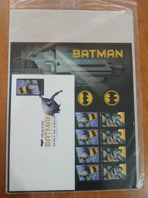 Batman DC Comics USPS Postage Stamp Sheet  & Envelope 1st Day of Issue 2014 set - Image 1 of 2