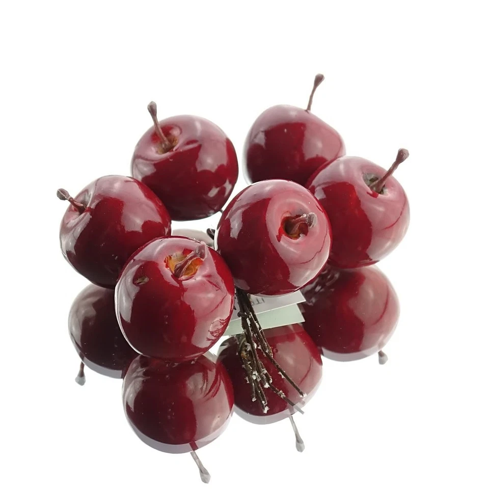 Weihnachtsdeko Apfel Rot glänzend mit Stecker Ø 3,5 cm aus Kunststoff- 6 er Set - Bild 1 von 1