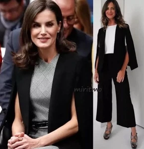BNWT ZARA BLACK CAPE BLAZER PONCHO JACKET SLITS ASO QUEEN LETIZIA TRINNY S - Picture 1 of 8