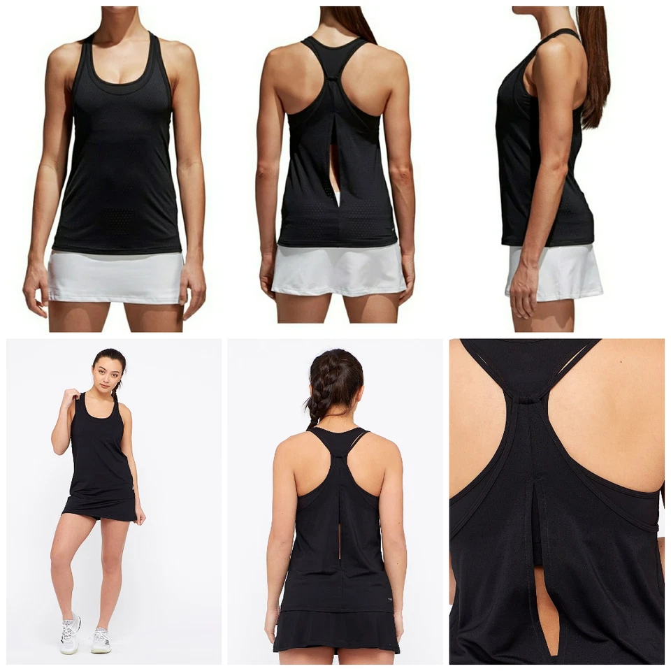 Camiseta sin mangas Adidas para mujer negra tenis pickleball con tiras talla M almohadilla incorporada nueva con etiquetas Foto 1 de 4