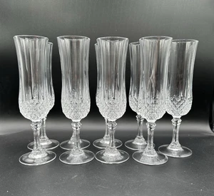 Set of 9 Champagne Flutes? Longchamp (Clear) by CRISTAL D'ARQUES - DURAND (PG) - Picture 1 of 11