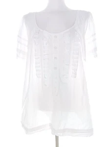 SimplyBe Size 20 (48) White Popover Tunic Blouse Cotton 100% Short Sleeve Lace - Picture 1 of 5