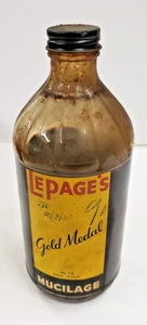 Vintage 65 Cent LePage's Gold Medal Mucilage Glue Rare 3/4 Bottle No 79-1 Pint - Picture 1 of 3