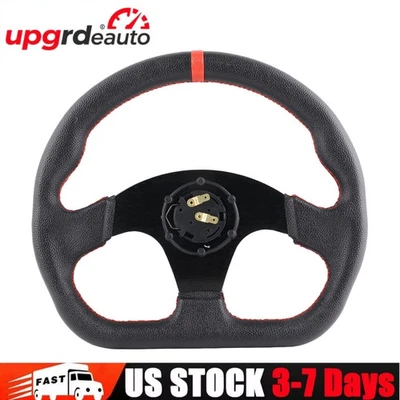 Volante de carreras universal de aluminio negro de 13 pulgadas plato plano a la deriva 6 pernos Foto 1 de 4