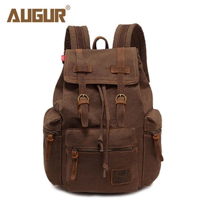 14inch Casual men vintage schoolbag travel Large capacity laptop canvas backpack - Bild 1 von 4