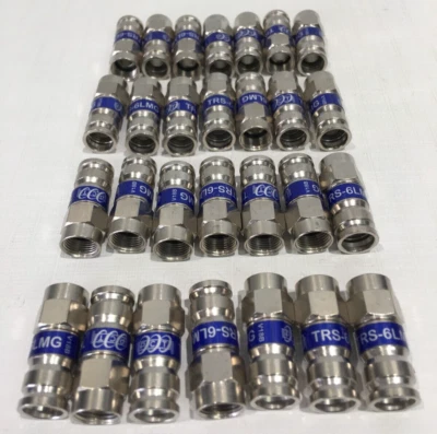 NEW RG6 Coaxial Cable Compression Fitting Connectors QTY 28  -  PCT-TRS-6LMG - Image 1 of 4
