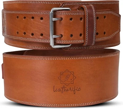 Cinturón de levantamiento de pesas Leatherific Premium de cuero talla 40-45 - 8 mm de grosor, 4" de ancho Foto 1 de 4