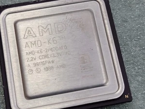 Vintage AMD K6-2 400 MHz (AMD-K6-2/400AFQ) Processor, Ceramic CPU, Gold Recovery - Picture 1 of 2