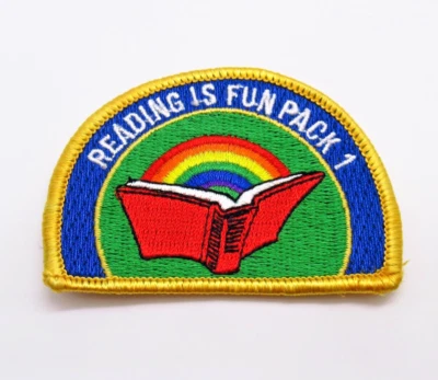 Reading Is Fun Patch Pack 1 Rainbow Book Vintage Embroidered Sew On - Image 1 of 4