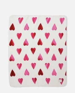 Victoria's Secret Pink White Pink & Red Hearts Sherpa Blanket HTF 60" x 50" - Picture 1 of 3