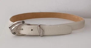 VINTAGE JUDITH JACK WOMEN'S CALFSKIN LEATHER SKIN BELT SILVER MARCASITE BUCKLE M - Picture 1 of 7