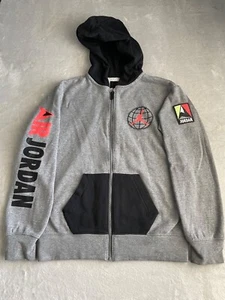 Nike Air Jordan Youth Boys Zip Up Sweater Hoodie Size Large 12-13 YRS Gray Black - Picture 1 of 11