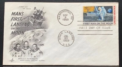 1969 FDC MANS FIRST LANDING ON MOON APOLLO II ARMSTRONG-COLLINS-ALDRIN SC #1371 - Image 1 of 2