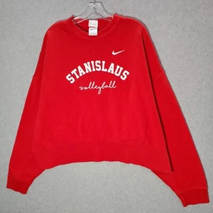 CSU Stainislaus Warriors Women Sweatshirt Large Red Cropped Nike Logo Swoosh - Picture 1 of 8