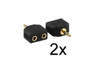 2x Adapter Klinke Stecker 3,5mm / 2 Buchsen - GOLD - 2 Kopfhörern anschließen - Picture 1 of 1