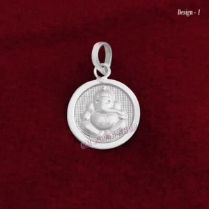 Round Shape Bhagawan Ganesha Pendant in Pure Silver Ompoojashop - Picture 1 of 3