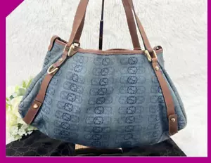 Gucci Abbey Canvas Denim Tote Bag Shoulder Bag Hand Bag Used Excellent+ Japan - Picture 1 of 8