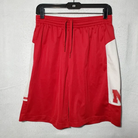 Nebraska Huskers Shorts Mens Small Red Basketball Gym Training Adidas Cover