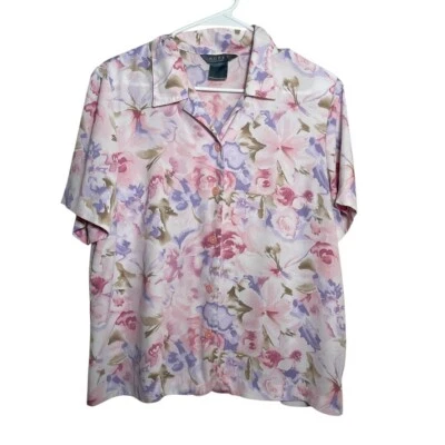 Blusa Koret Para Mujer Grande Estampada Botones Cuadrada Abstracta Colorida Top Rosa Foto 1 de 4