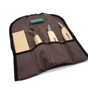ROX Holz 5 Stück Holzschnitzerei Werkzeug Set in einer Leinwand Tasche - Bild 1 von 3