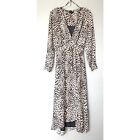Massimo Dutti Leopard Print Long Wrap Dress in Cream & Black Size 8