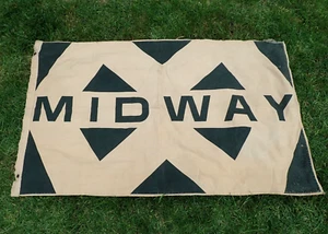 Vintage Midway Flagge Karneval Jahrmarkt Vergnügungspark Zirkus Baumwolle 1950er-60er 3x5 Fuß - Bild 1 von 15