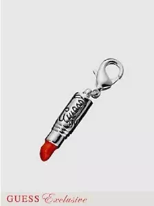 Nuevo con etiquetas Dije Lápiz Labial Grabado Plata Metal-Rojo y Negro Esmalte-GUESS Logotipo - Imagen 1 de 4