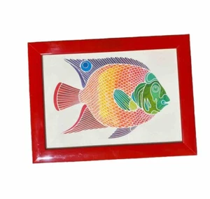 ¿Sello enmarcado personalizado pintura acuarela peces tropicales originales? EPOC sin firma - Imagen 1 de 4