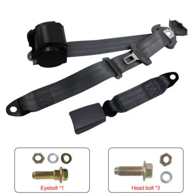 Retractable 3 Point Harness Car Safety Seat Strap Seat Belt Auto Vehicle Kit NEW - Изображение 1 из 4