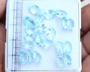 Topazio blu ovale taglio sfaccettato pietra preziosa sfusa 6*8 mm VVS pietra preziosa sfusa 28,7 Cts 21 - Foto 1 di 4