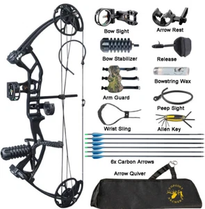 Youth Compound Bow Arrows Set 10-40lbs Adjustable Adult Women Archery Hunting - Picture 1 of 10