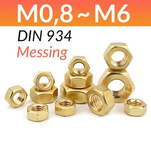 Sechskantmuttern Messing M0.8/M1/M1.2/M1.4/M1.6/M2/M2.5/M3/M3.5/M4/M5/M6 Muttern - Bild 1 von 17