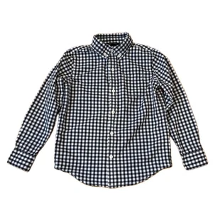 Janie and Jack Camisa Azul Marino Gingham Botón Manga Larga Talla Niños 6 Escuela - Imagen 1 de 9
