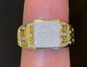 10K YELLOW GOLD .50 CARAT MEN DIAMOND WEDDING BAND BRIDAL ENGAGEMENT RING PINKY - Picture 1 of 1
