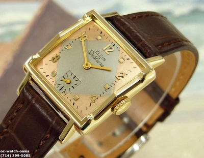 1951 Vintage ELGIN , Stunning Salmon/ Gray Dial, Serviced with warranty - Image 1 of 4