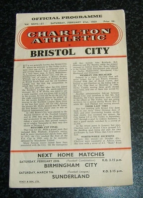 Charlton v Bristol City 1958/59 - Image 1 of 2