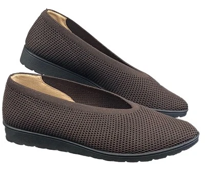 Eileen Fisher Heaven Elastizado Tejido Cuña Ballet Plano Mujer Talla 10 Marrón Elegante Excelente Foto 1 de 4