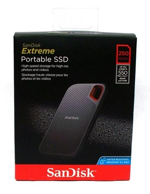 闪迪 250GB Extreme 便携式固态硬盘,高达 550MB/s,USB-C/3.1,SDSSDE60-250G-G25 — 第 1/4 张图片