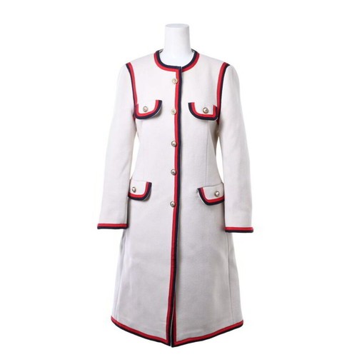 Cappotto Gucci senza colletto con bottoni perlati ad incastro usato0